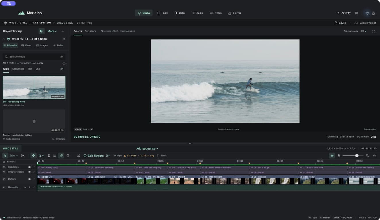 Meridian media controls captured in the development preview